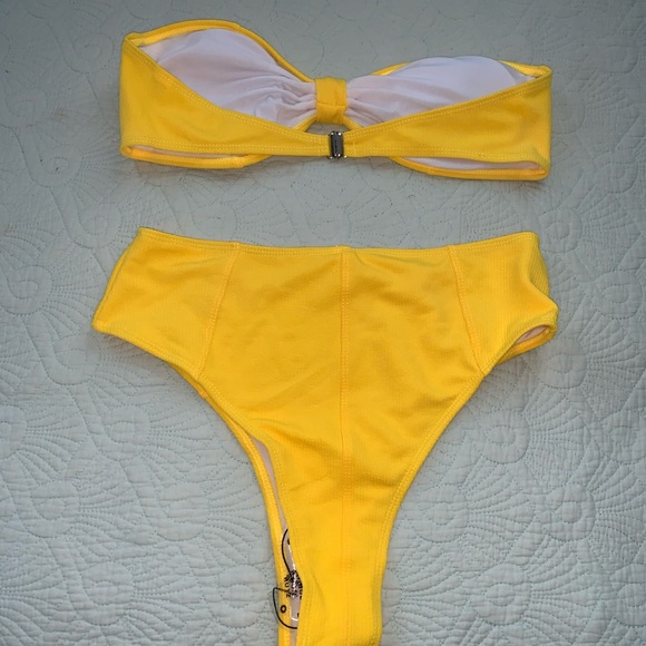 Modagal Yellow Bow High Waist Bikini XL - Picture 4 of 5